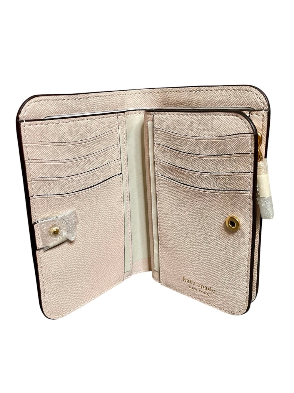 Kate Spade Colorblock Morgan Neutral Compact Wallet $168 New - Pale Dogwood - Picture 7 of 9